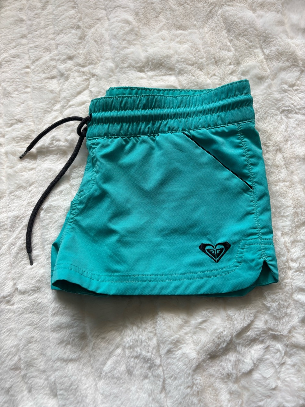 Roxy Teal Swim Shorts with Black Drawstring